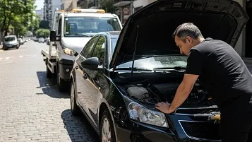 Mecánico revisando el motor de un auto