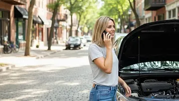 Mujer llamando a una grúa